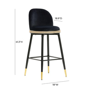 Harley Black Velvet Bar Stool