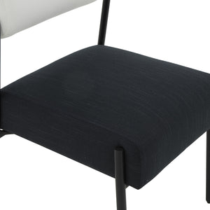 Jolene Cream and Black Performance Linen Dining Chair