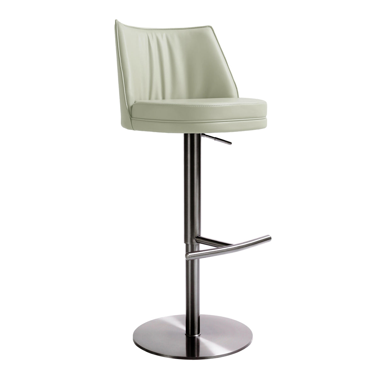 Gala Light Grey Vegan Leather on Black Adjustable Stool