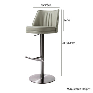 Gala Light Grey Vegan Leather on Black Adjustable Stool