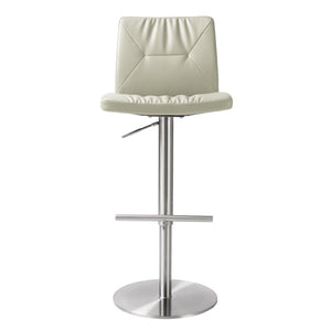 Paddy Light Grey Vegan Leather on Silver Adjustable Stool