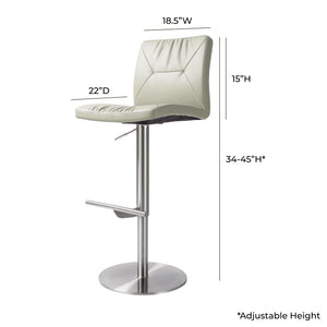 Paddy Light Grey Vegan Leather on Silver Adjustable Stool