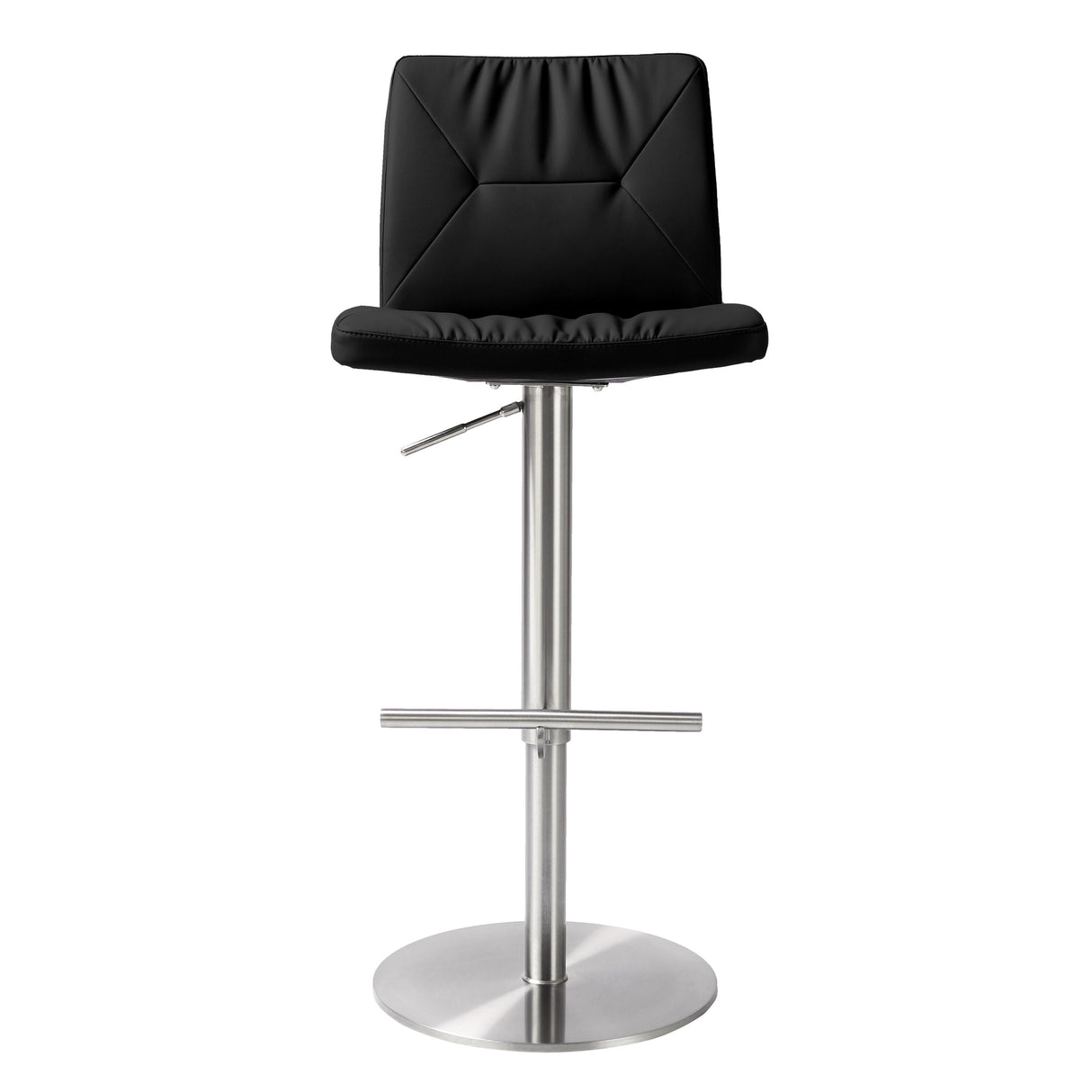 Paddy Black Vegan Leather on Silver Adjustable Stool