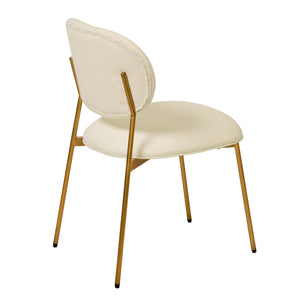 McKenzie Cream Boucle & Vegan Leather Stackable Dining Chair