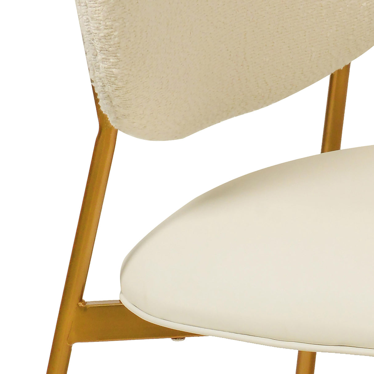 McKenzie Cream Boucle & Vegan Leather Stackable Dining Chair