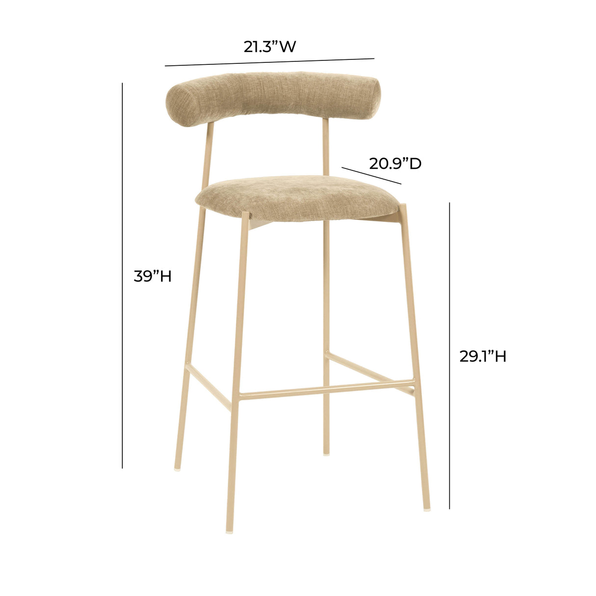 Liliana Taupe Performance Velvet Bar Stool