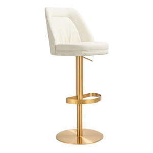 Maven Cream and Gold Adjustable Swivel Stool