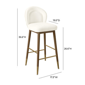 Hailey Cream Velvet Counter Stool