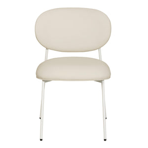 McKenzie Cream Vegan Leather Stackable Dining Chair with Cream Legs