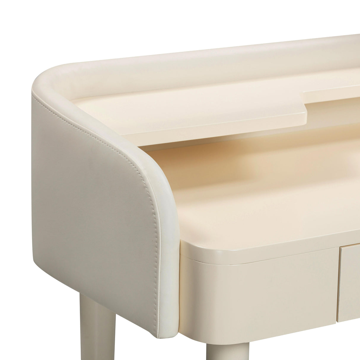 Penelope Cream Vegan Leather Wrapped Vanity Desk