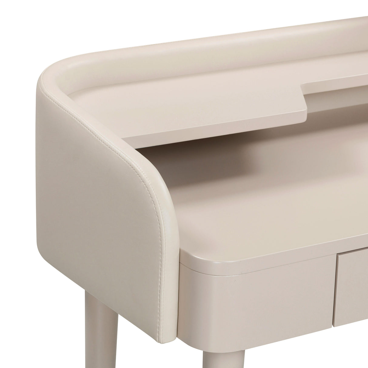 Penelope Taupe Vegan Leather Wrapped Vanity Desk