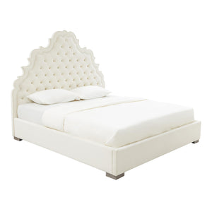 Carolina Cream Velvet Bed in Queen