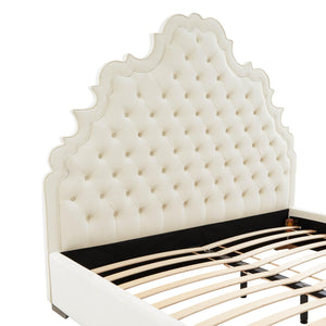 Carolina Cream Velvet Bed in Queen