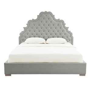 Carolina Grey Velvet Bed in Queen