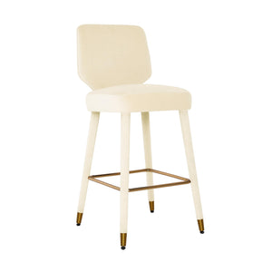 Athena Cream Velvet Bar Stool