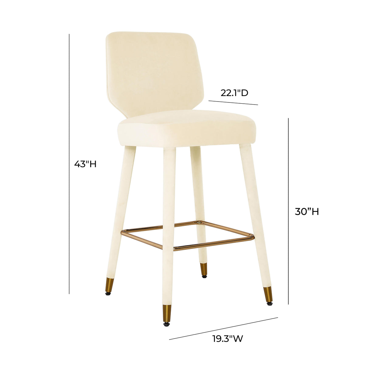 Athena Cream Velvet Bar Stool