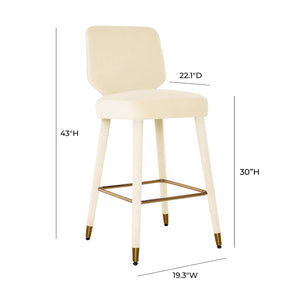 Athena Cream Velvet Bar Stool