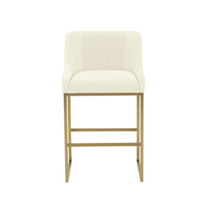 Lisa Cream Pleated Velvet Counter Stool