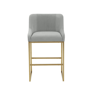 Lisa Grey Pleated Velvet Counter Stool