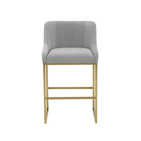 Lisa Grey Pleated Velvet Counter Stool