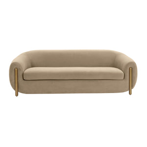 Lina Cafe Au Lait Brown Velvet Sofa