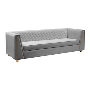 Wafa Light Grey Velvet Sofa