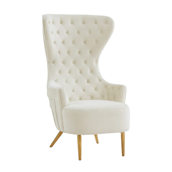 Jezebel Cream Velvet Wingback Chair