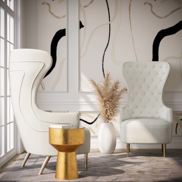 Jezebel Cream Velvet Wingback Chair