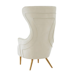 Jezebel Cream Velvet Wingback Chair