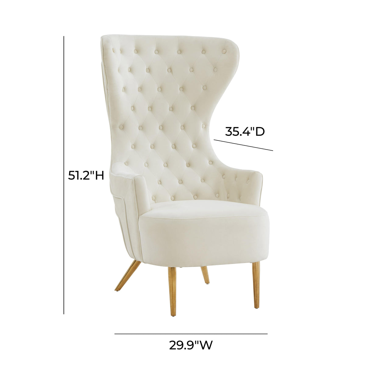 Jezebel Cream Velvet Wingback Chair