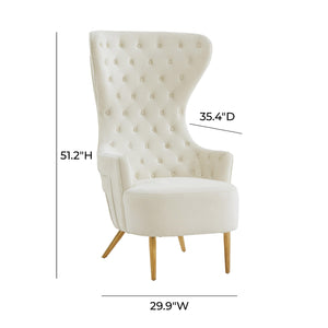 Jezebel Cream Velvet Wingback Chair