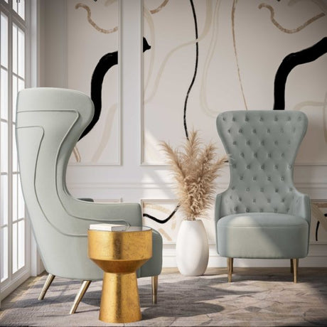 Jezebel Grey Velvet Wingback Chair