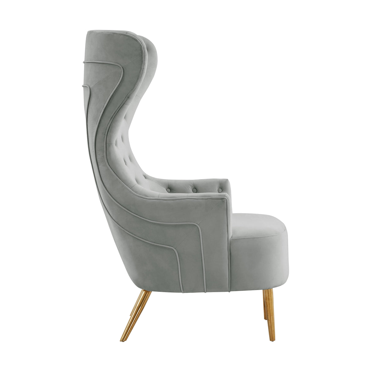 Jezebel Grey Velvet Wingback Chair