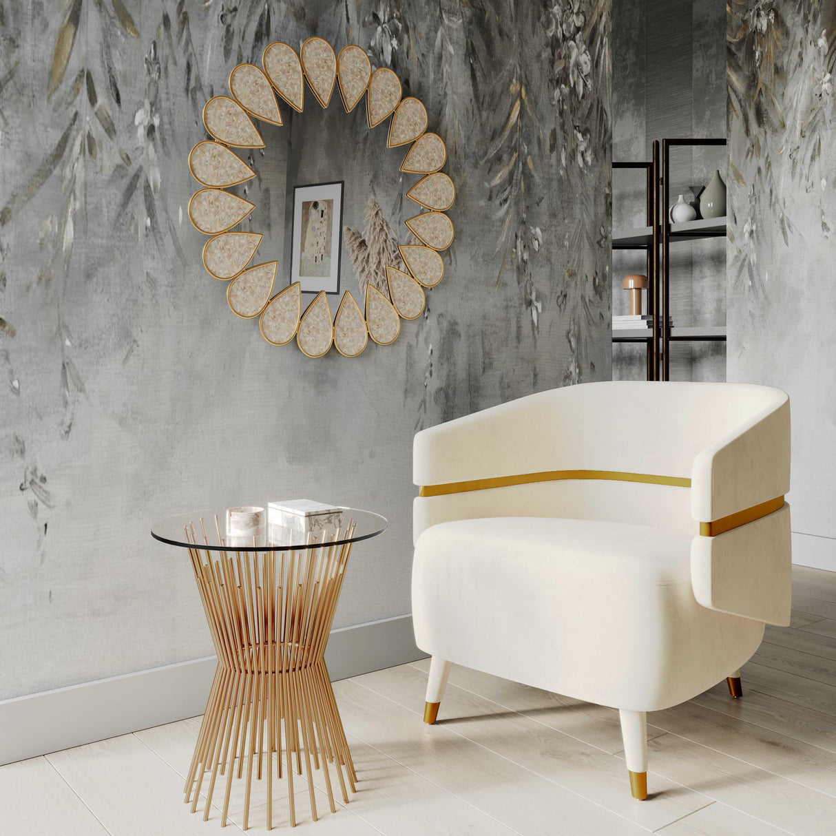 Ayla Cream Velvet Accent Chair