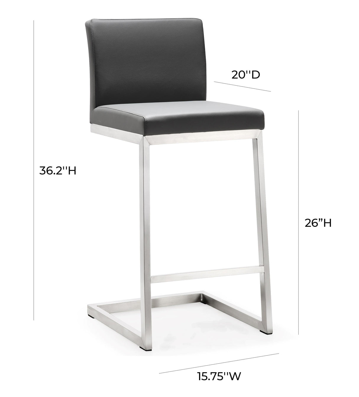 Parma Grey Steel Counter Stool