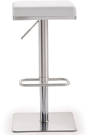 Bari White Stainless Steel Adjustable Barstool