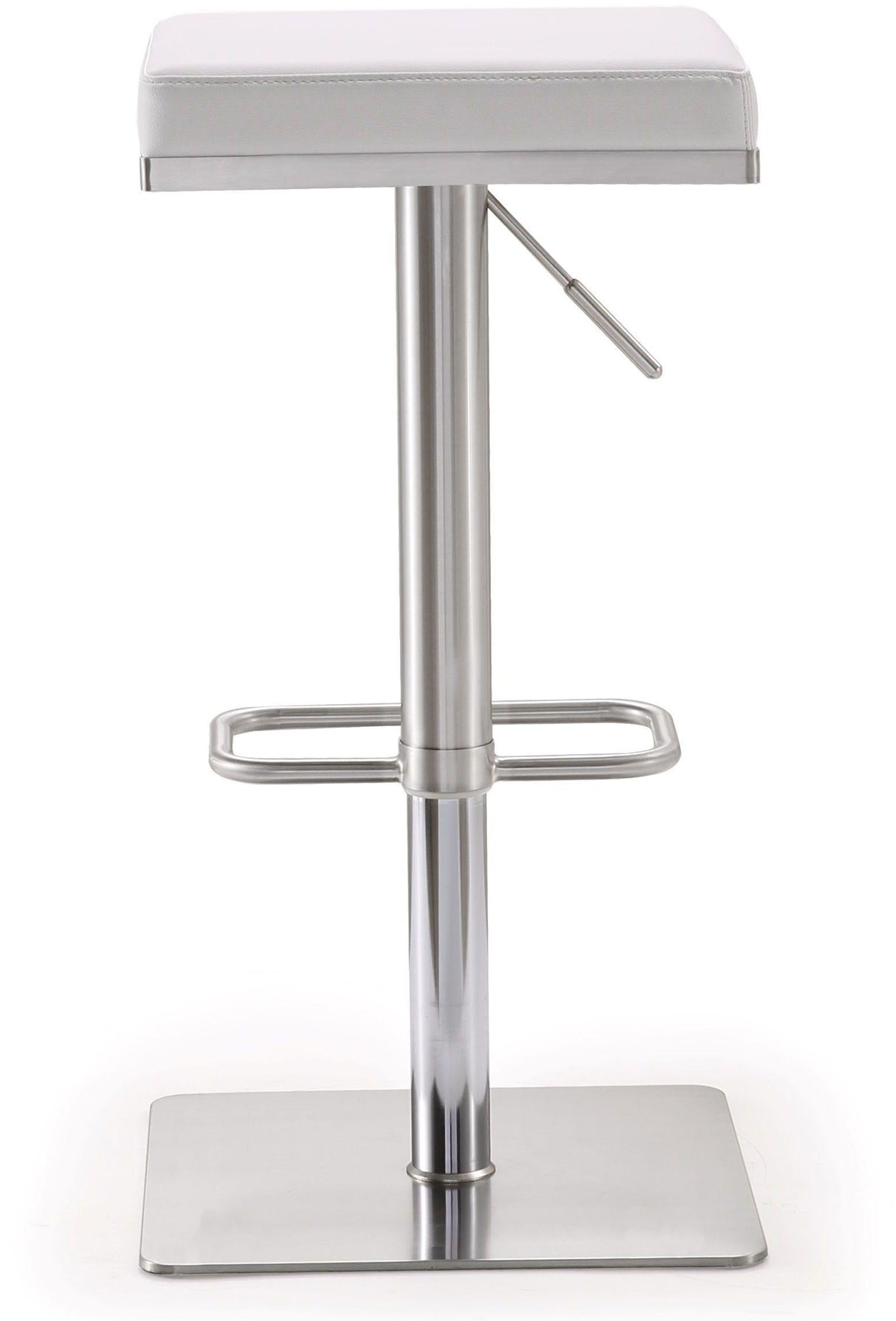 Bari White Stainless Steel Adjustable Barstool