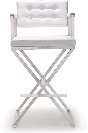 Director White Steel Barstool