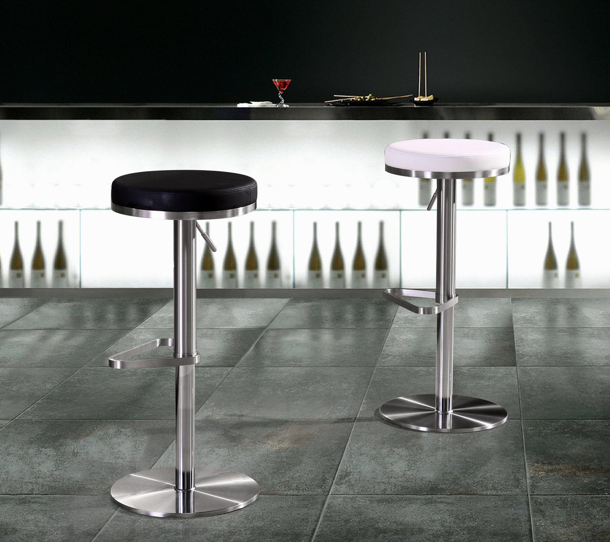 Fano Light Grey Steel Adjustable Barstool