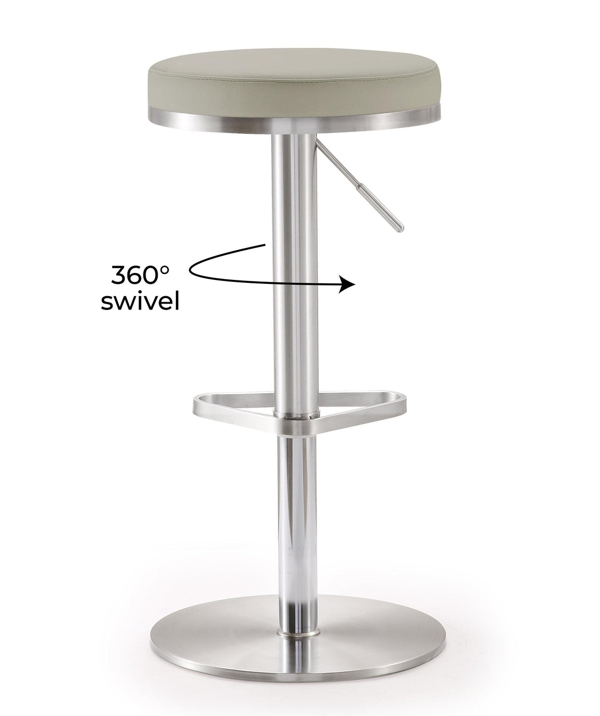 Fano Light Grey Steel Adjustable Barstool