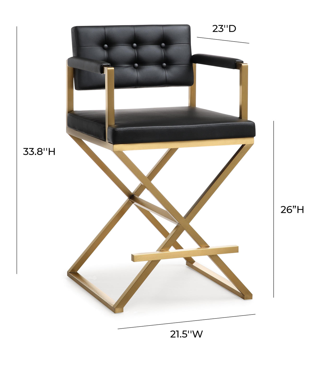 Director Black Gold Steel Counter Stool