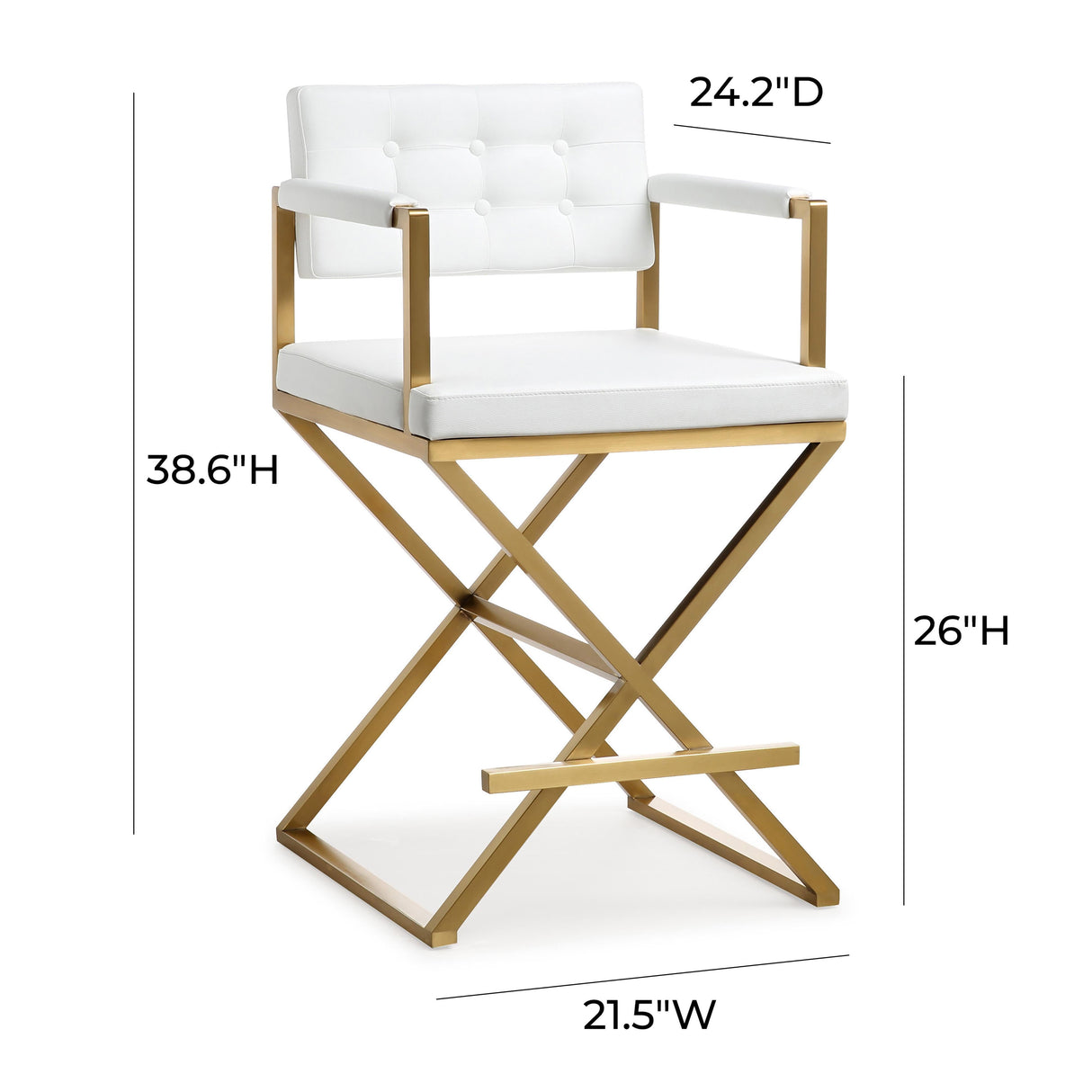 Director White Gold Steel Counter Stool