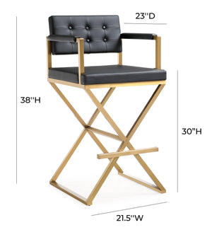 Director Black Gold Steel Barstool