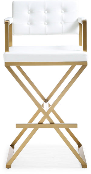 Director White Gold Steel Barstool