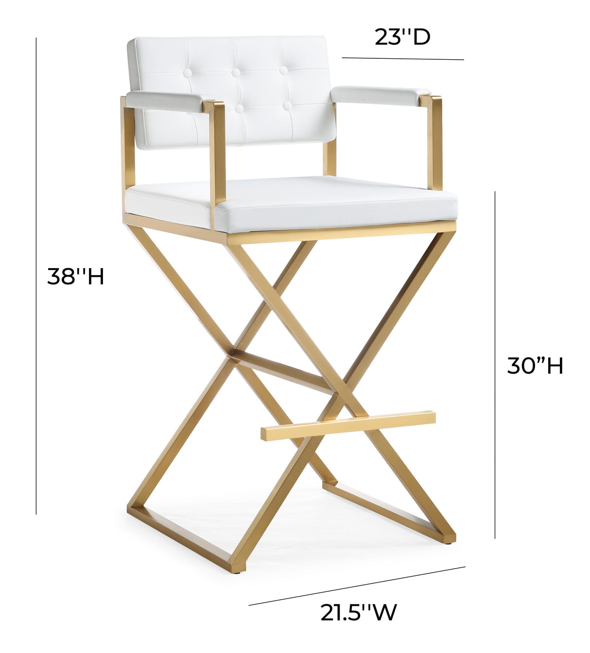 Director White Gold Steel Barstool