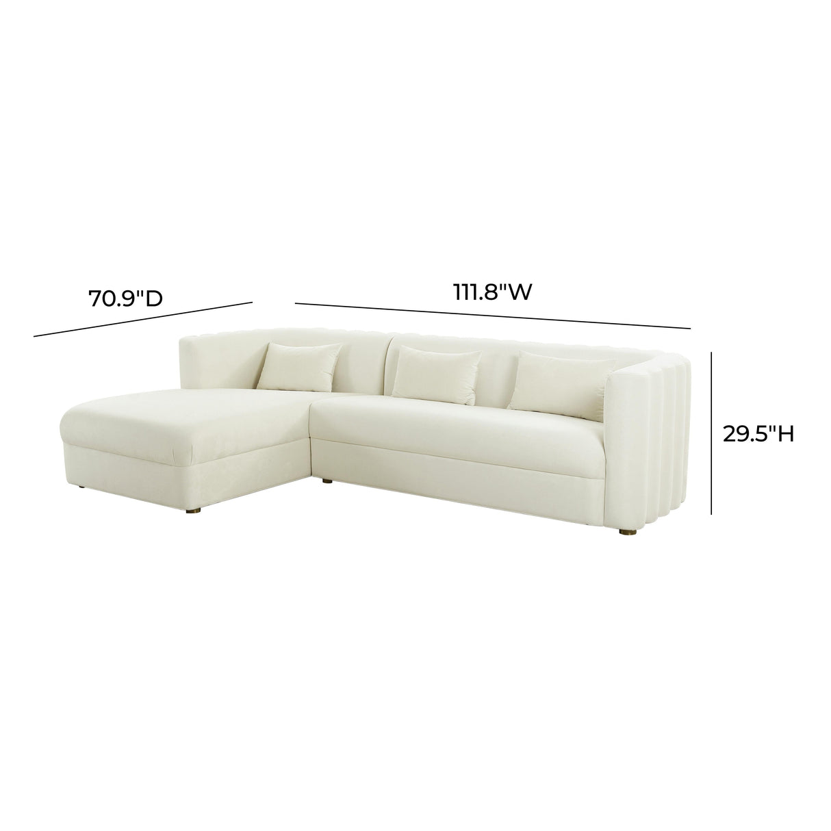 Callie Cream Velvet Sectional - LAF