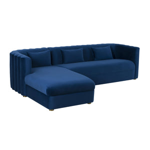 Callie Navy Velvet Sectional - LAF