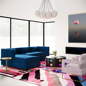 Callie Navy Velvet Sectional - LAF