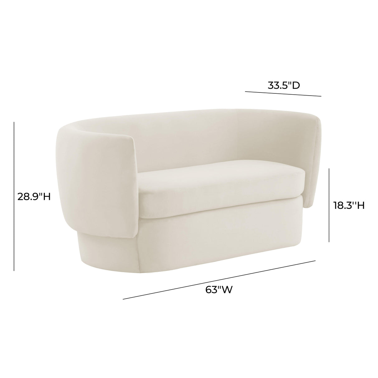 Isabella Cream Velvet Loveseat