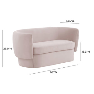 Isabella Blush Velvet Loveseat